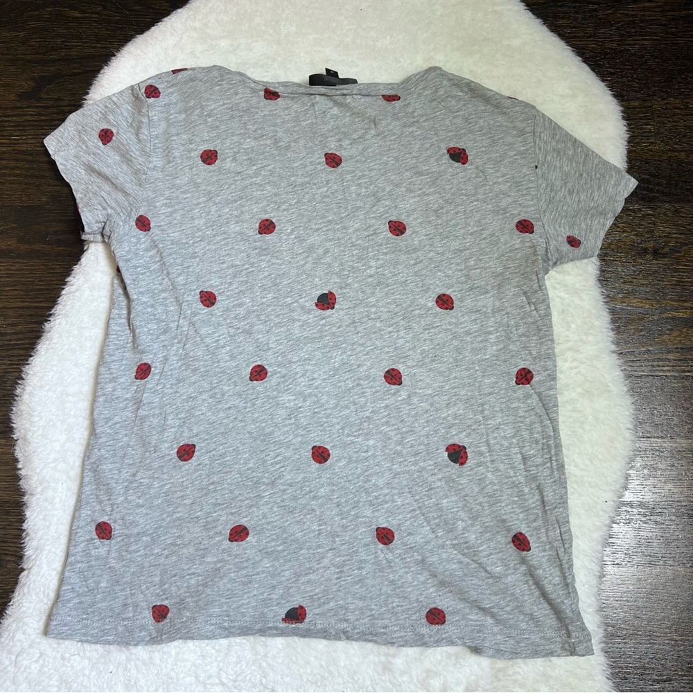 J. Crew Gray Ladybug Cotton Tee - Picture 3 of 6